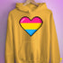 Pansexual Pride 8-Bit Pixel Heart Hoodie - Mustard